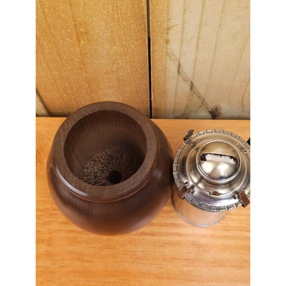 Vintage Primitive Oil Lamp with Wooden Base - Picture 5 of 9